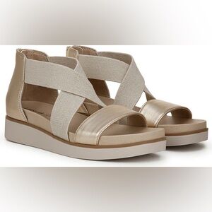 Life Stride Giselle Gold and Cream Sandals, 6W